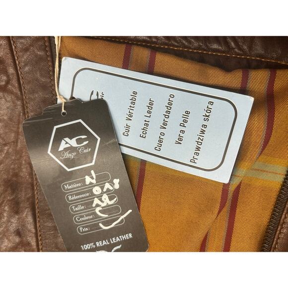 Anzo Cuir Genuine Leather Moto Jacket – Brown (Fits XS–S) Bella sea aesthetic - Picture 4 of 6